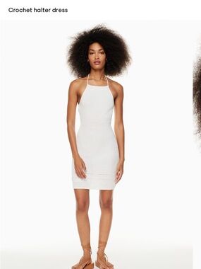 Aritzia Wilfred White Crochet Halter Mini Dress